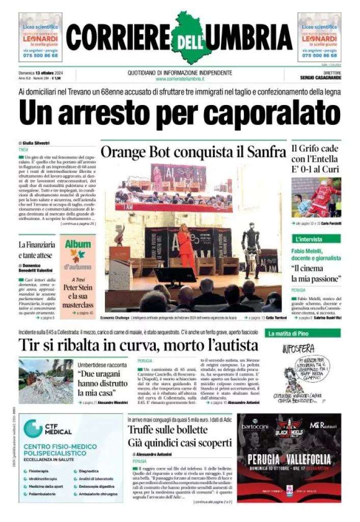 Prima-pagina-corriere umbria-del-2024-10-13